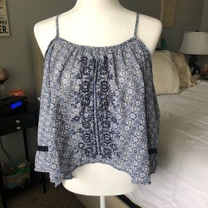 Xhilaration Large Blue Boho Cold Shoulder Hi/Low